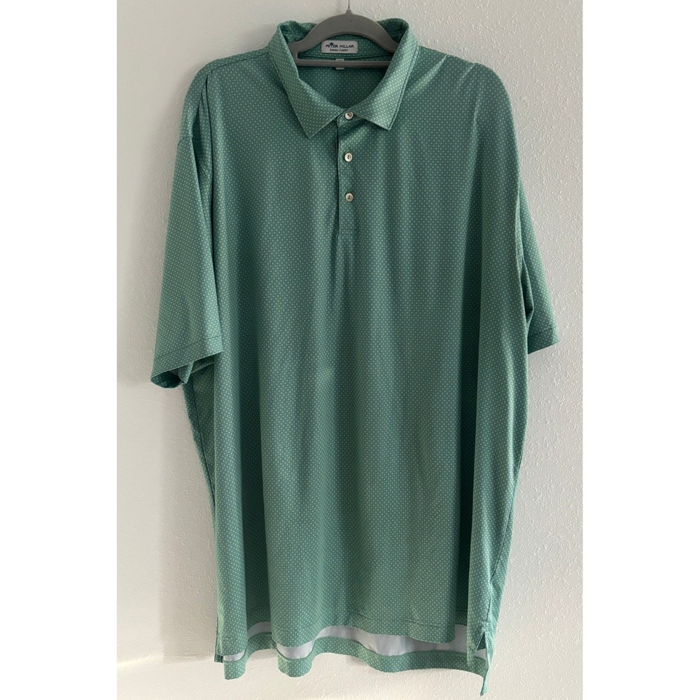 Peter Millar Polo Summer Comfort‎ Mens 2XL Green Golf Tennis Stretch Preppy